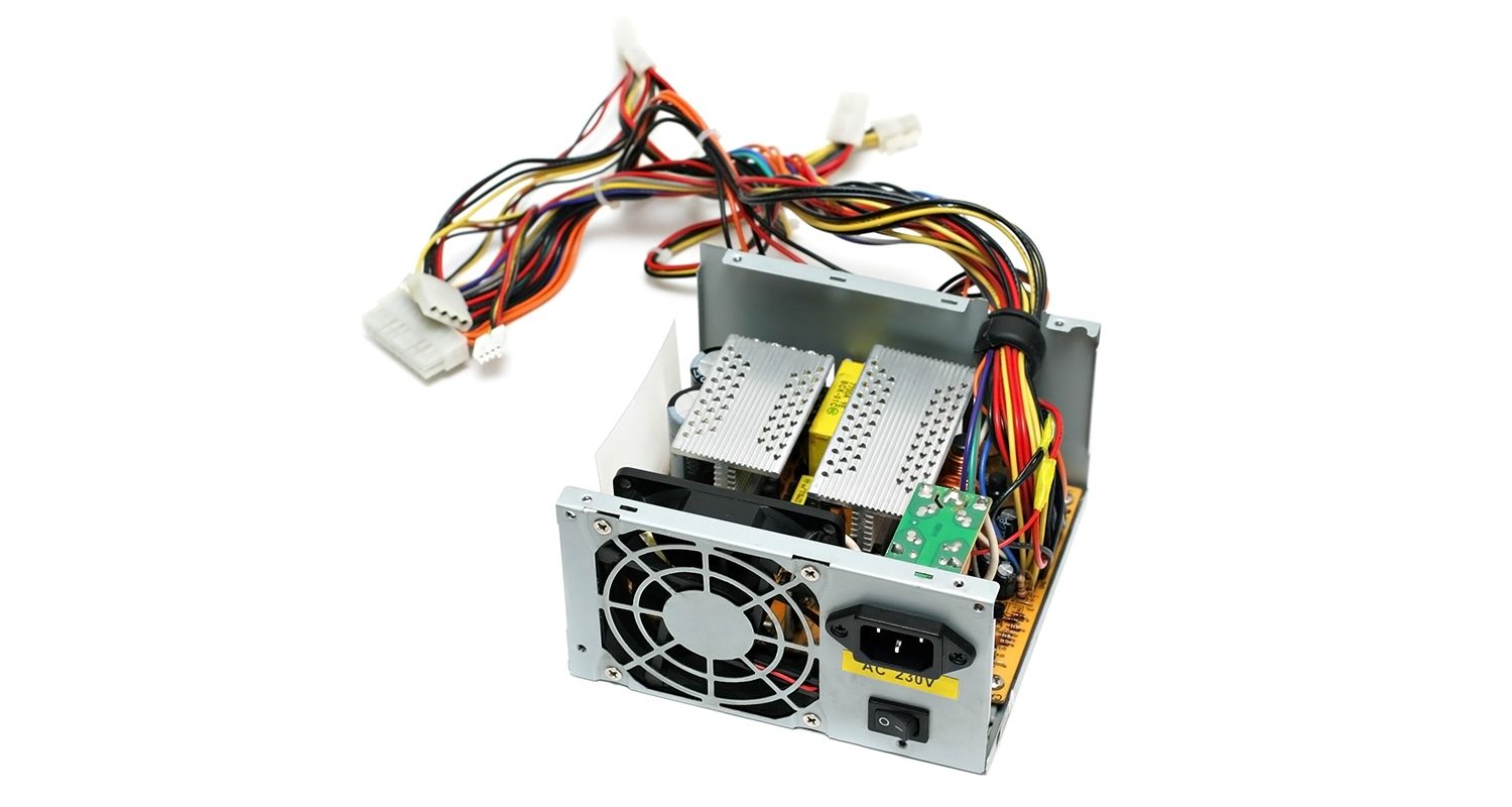Power supply of a computer, isolated on a white background