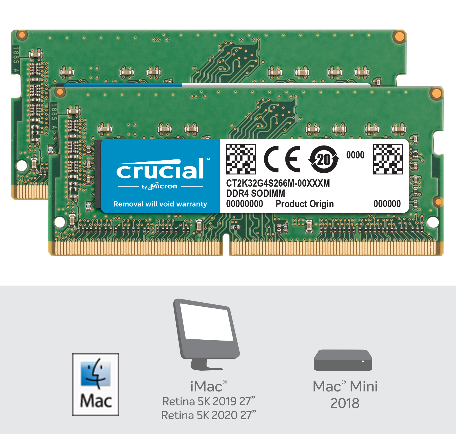 Crucial 64GB Kit (2 x 32GB) DDR4-2666 SODIMM Memory for Mac | | UK