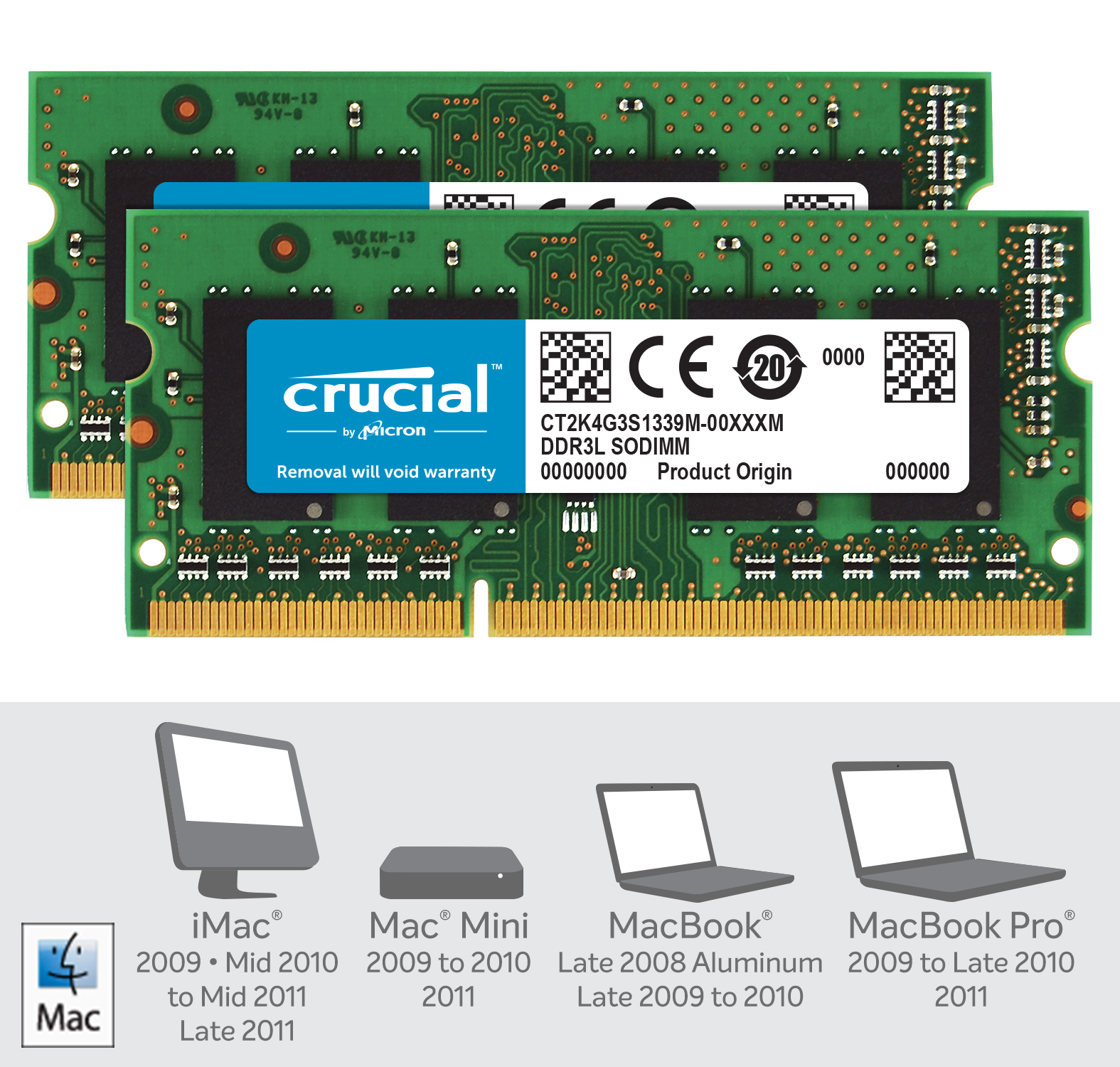 Crucial 8GB Kit (2 x 4GB) DDR3L-1333 SODIMM Memory for Mac- view 2