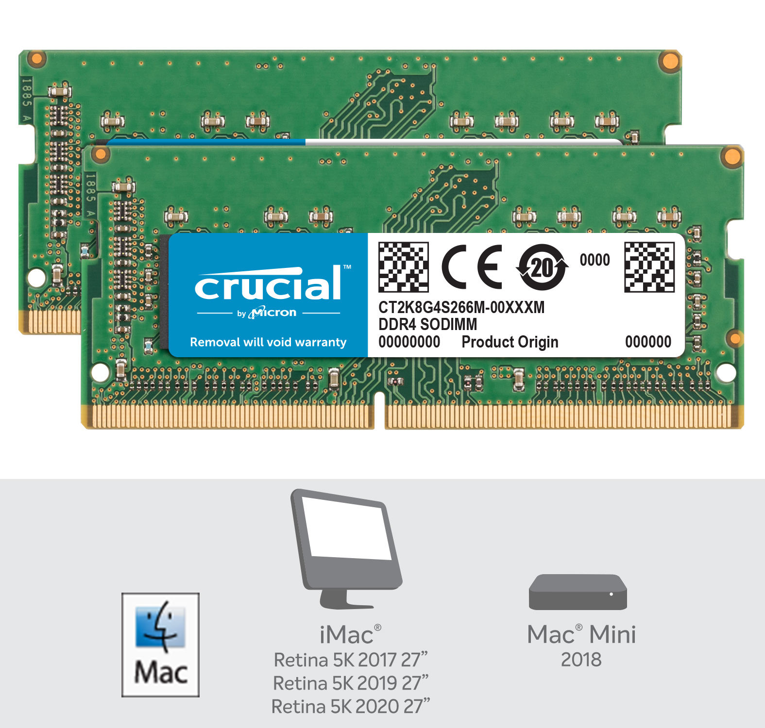 Crucial 16GB Kit (2 x 8GB) DDR4-2666 SODIMM Memory for Mac- view 2