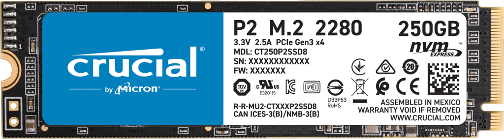 Crucial P2 PCIe M.2 2280 SSD | CT250P2SSD8 |