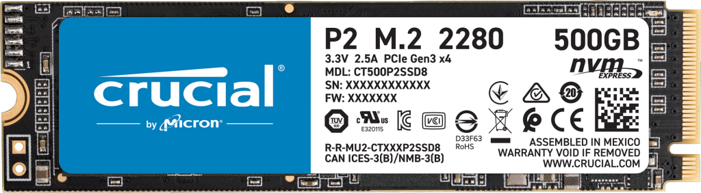 Crucial CRUCIAL P2 500GB M.2 2280 NVMe PCI EXPRESS 3.0 