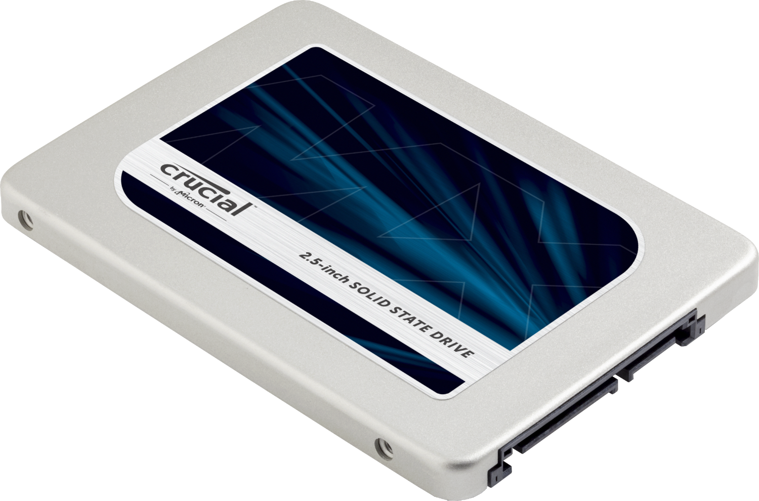 Crucial solid-state drive (SSD) for a computer isolated on a white background