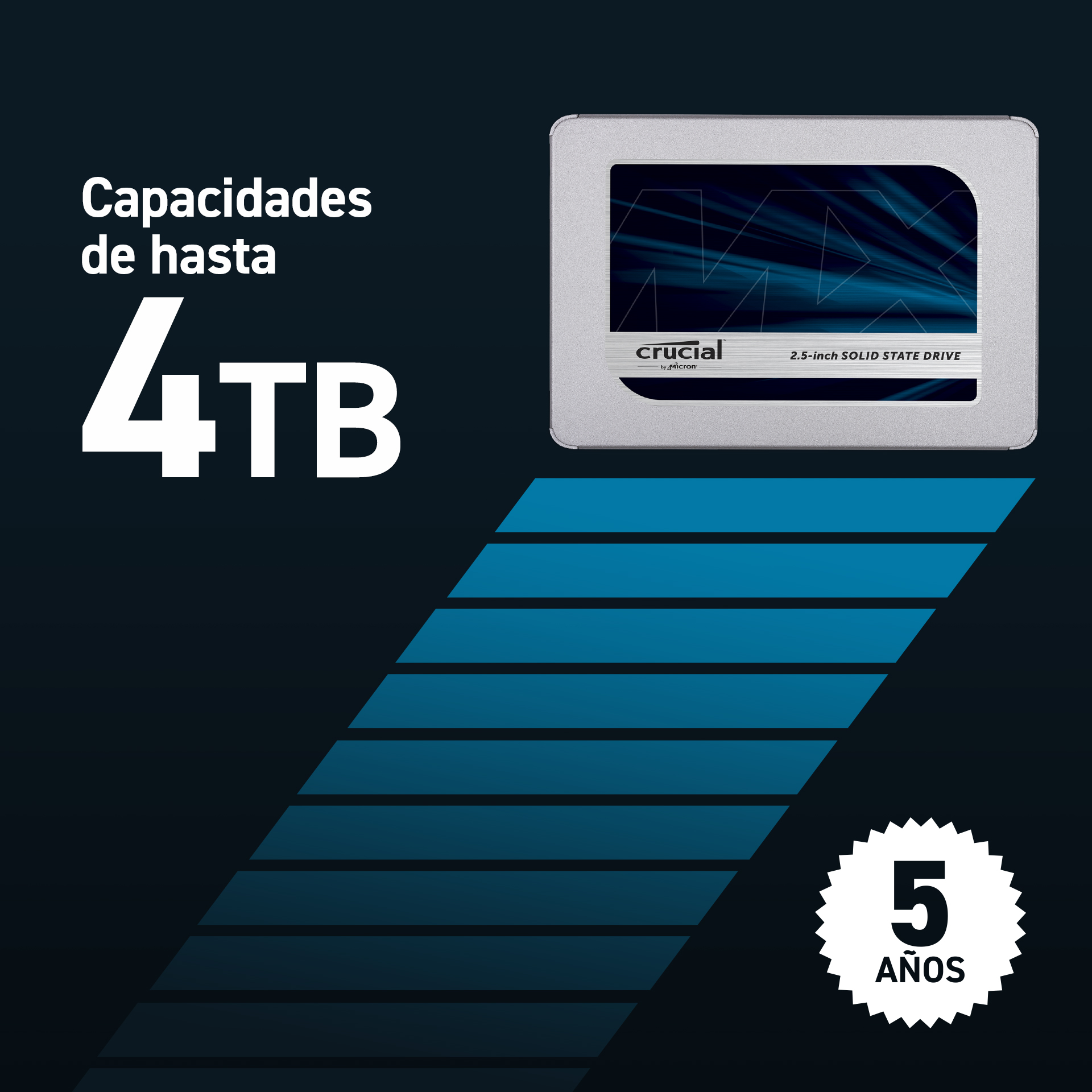 SSD interna Crucial MX500 4 TB 3D NAND SATA 2,5 pulgadas 7 mm (con adaptador de 9,5 mm)- view 5