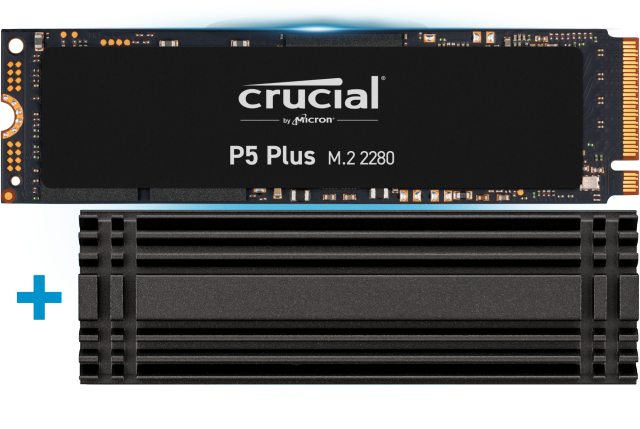 Crucial P5 Plus SSD - 500GB + M.2 2280 Heatsink