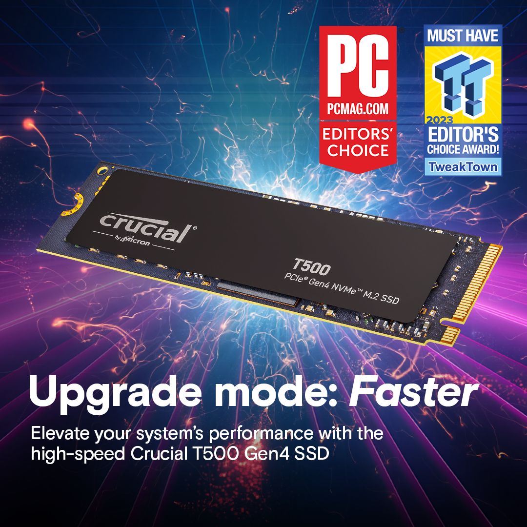 Crucial T500 500GB PCIe Gen4 NVMe M.2 SSD- view 2