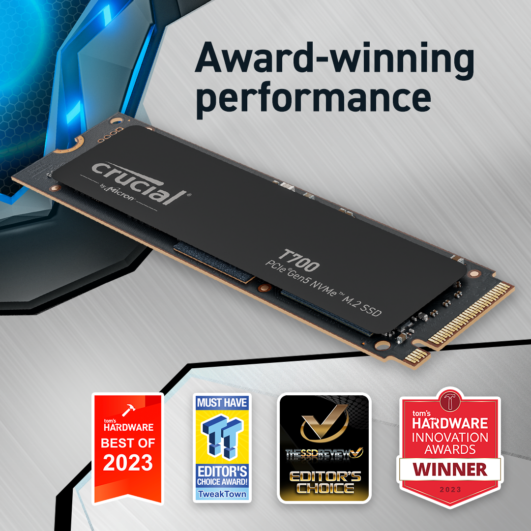 Crucial T700 2TB PCIe Gen5 NVMe M.2 SSD- view 5