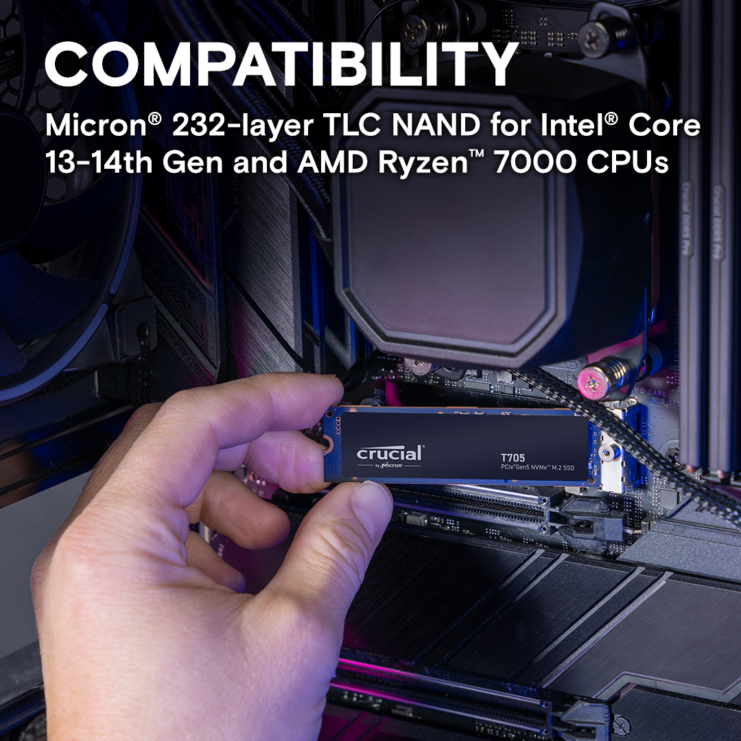 Crucial T705 2TB PCIe Gen5 NVMe M.2 SSD- view 2
